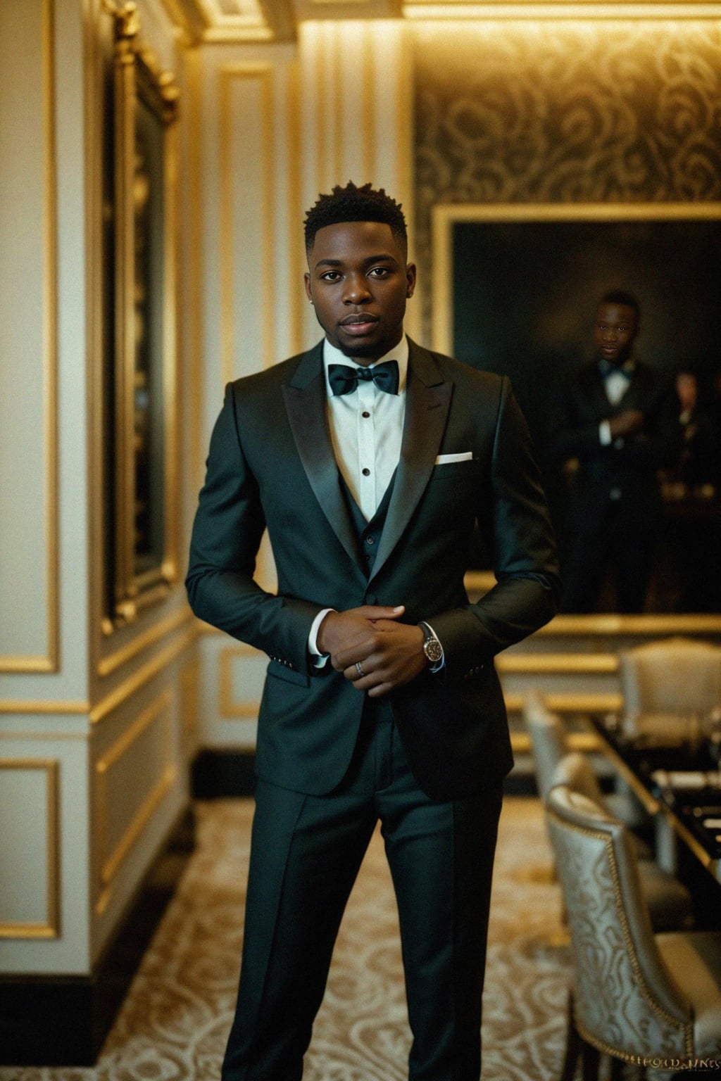 a man wearing  luxurious suit in luxury restaurant, instagram photo, instagram,  fit body