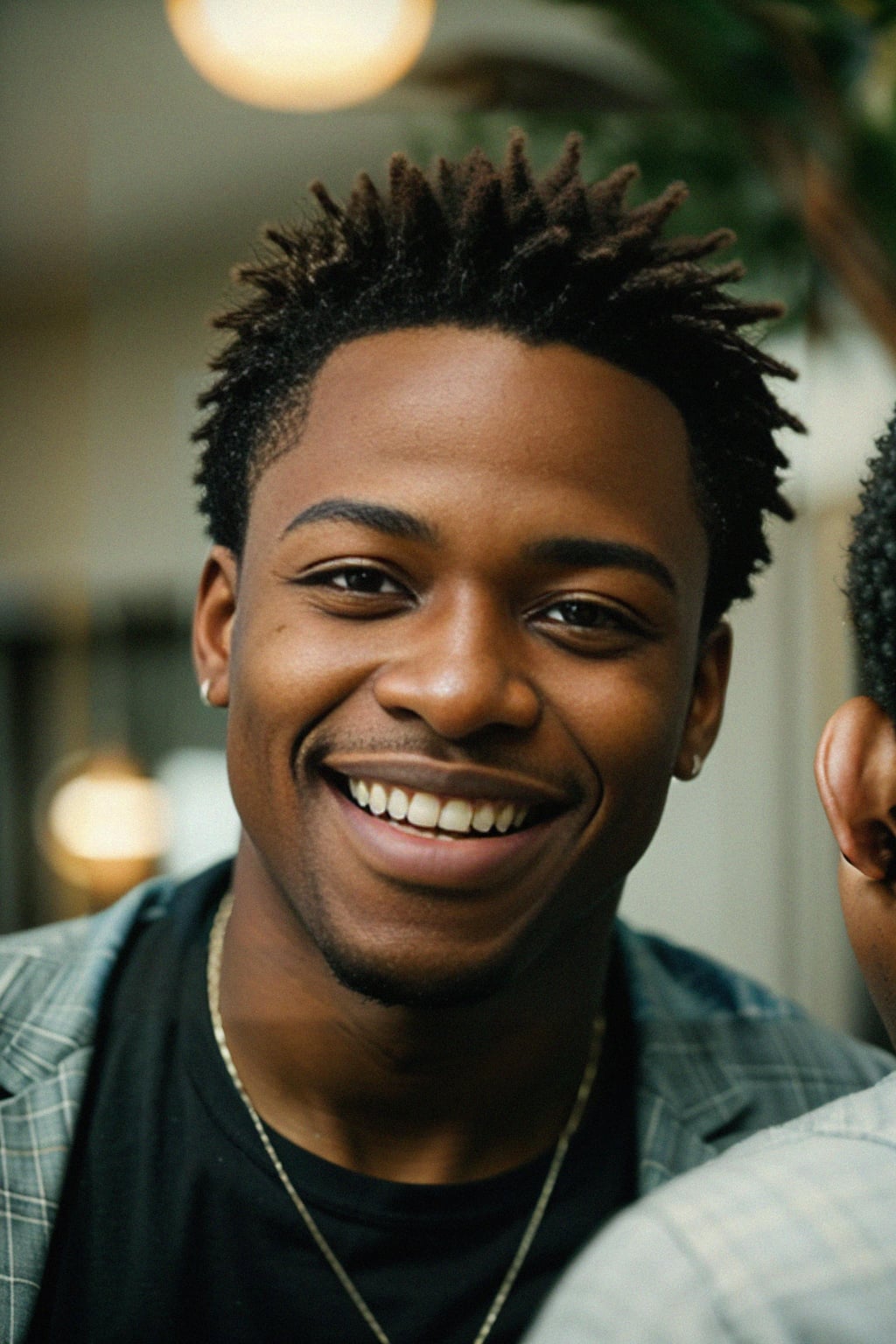 smiling masculine  man laughing and hanging out with friends