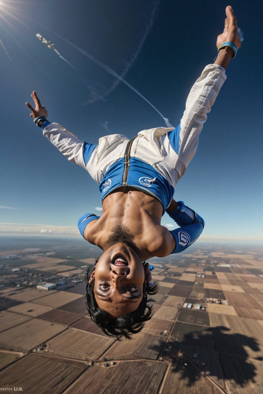 man skydiving in the air