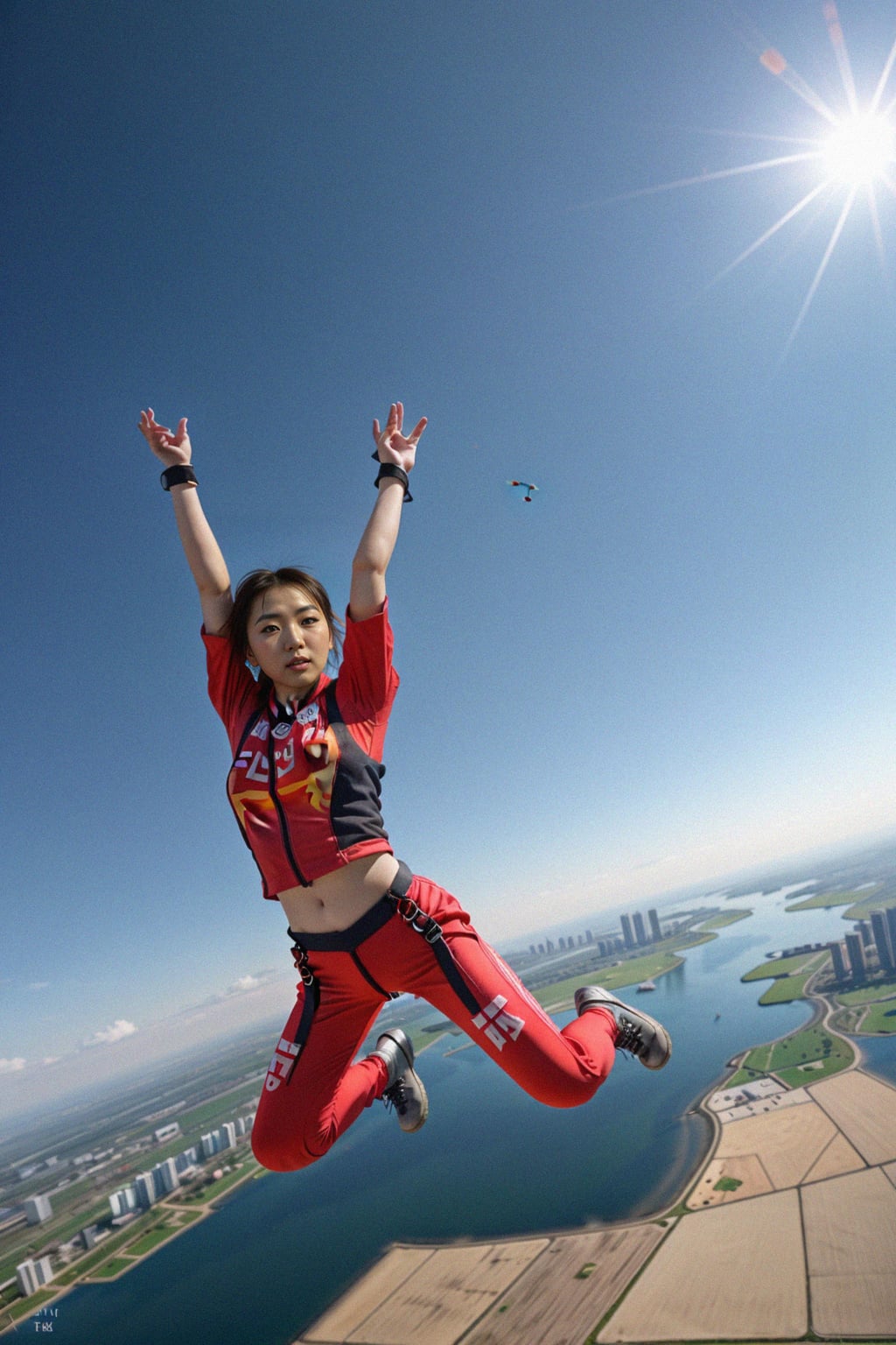 woman skydiving in the air