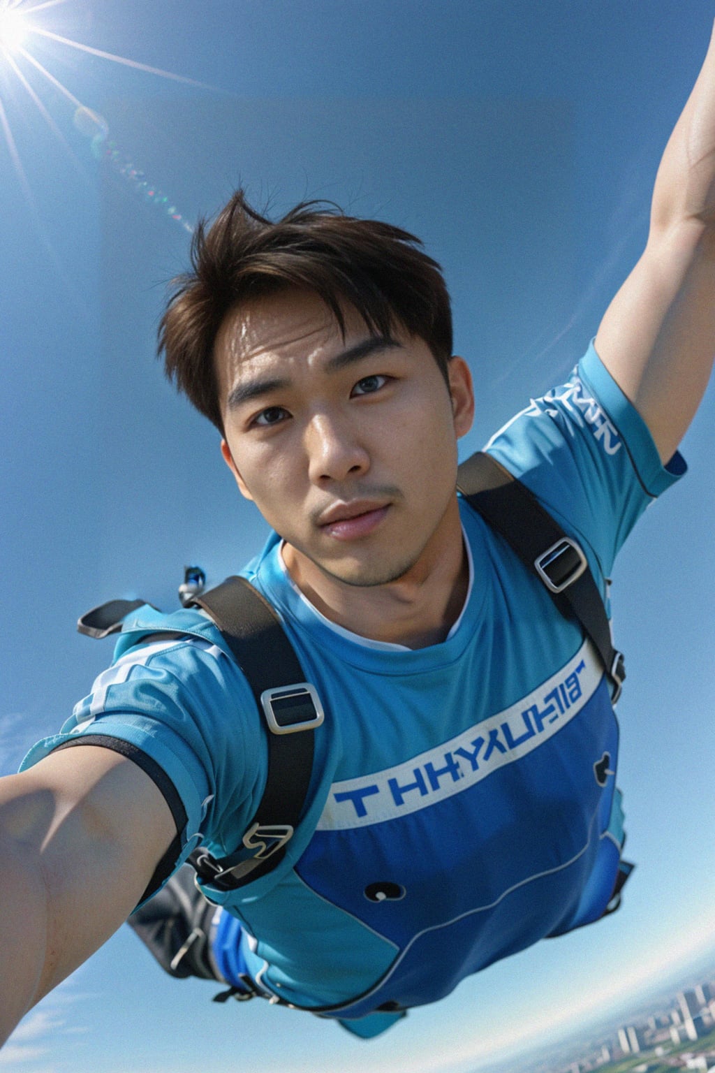 man skydiving in the air