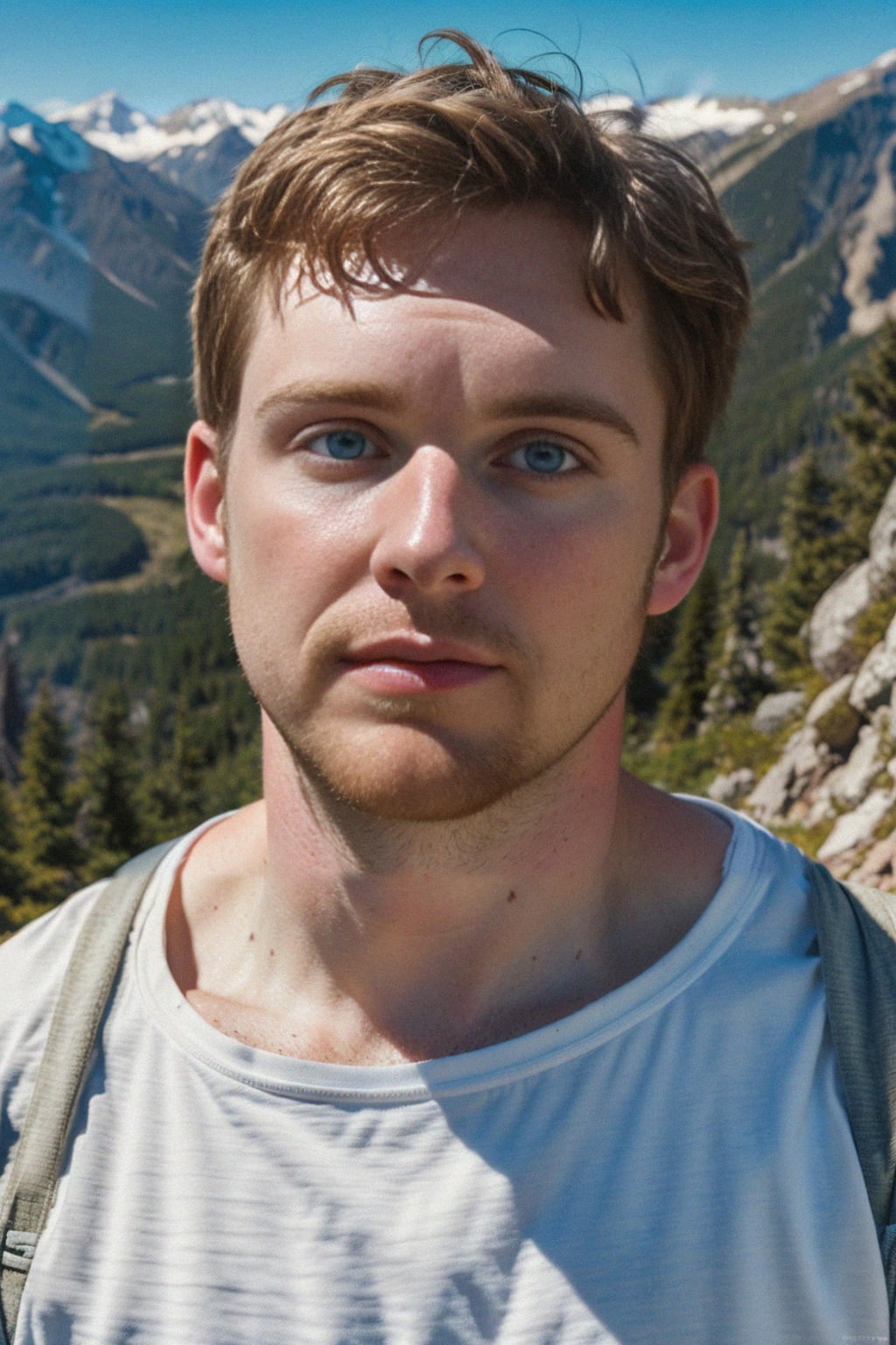 man hiking in mountains