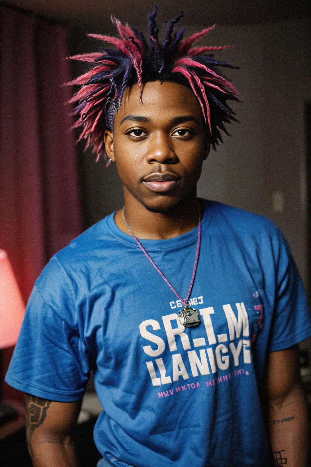 man as a progressive LGBTQ activist feminist with pink or blue hair