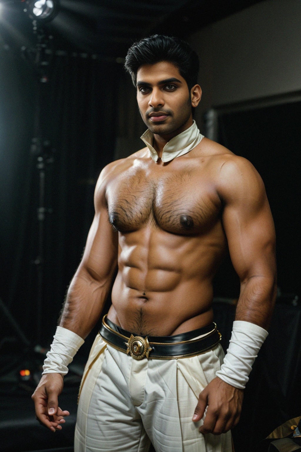 cosplayer man as cosplay convention, studio lights