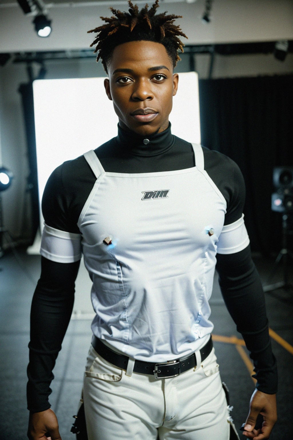 cosplayer man as cosplay convention, studio lights