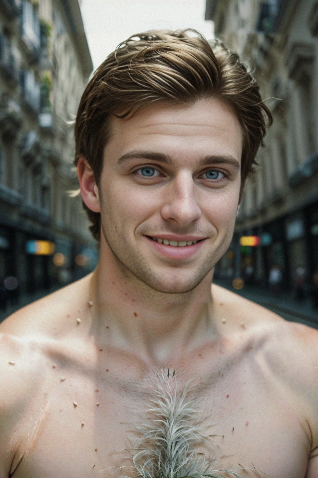 smiling man in Milan, Italy center