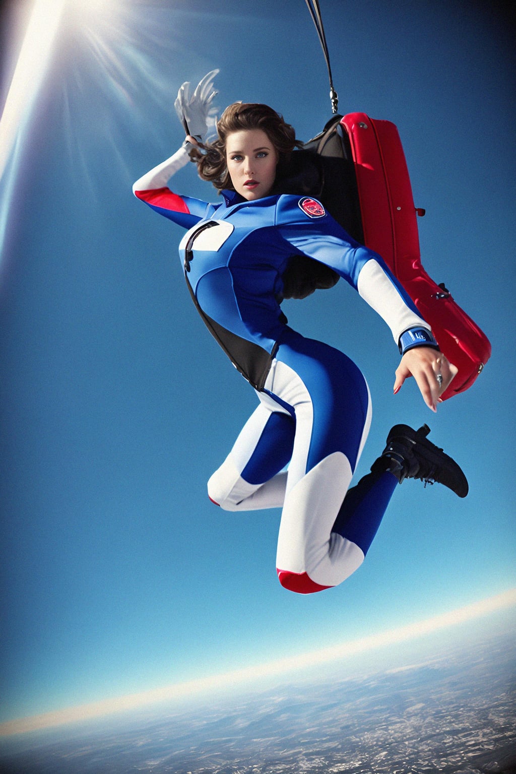 woman skydiving in the air