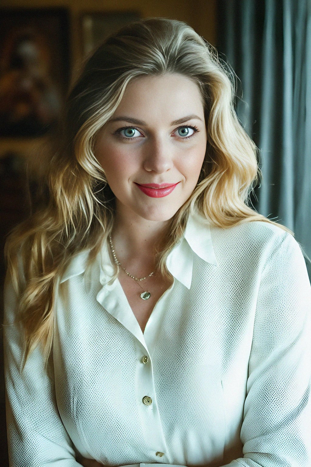 smiling  feminine woman as a Tinder photo