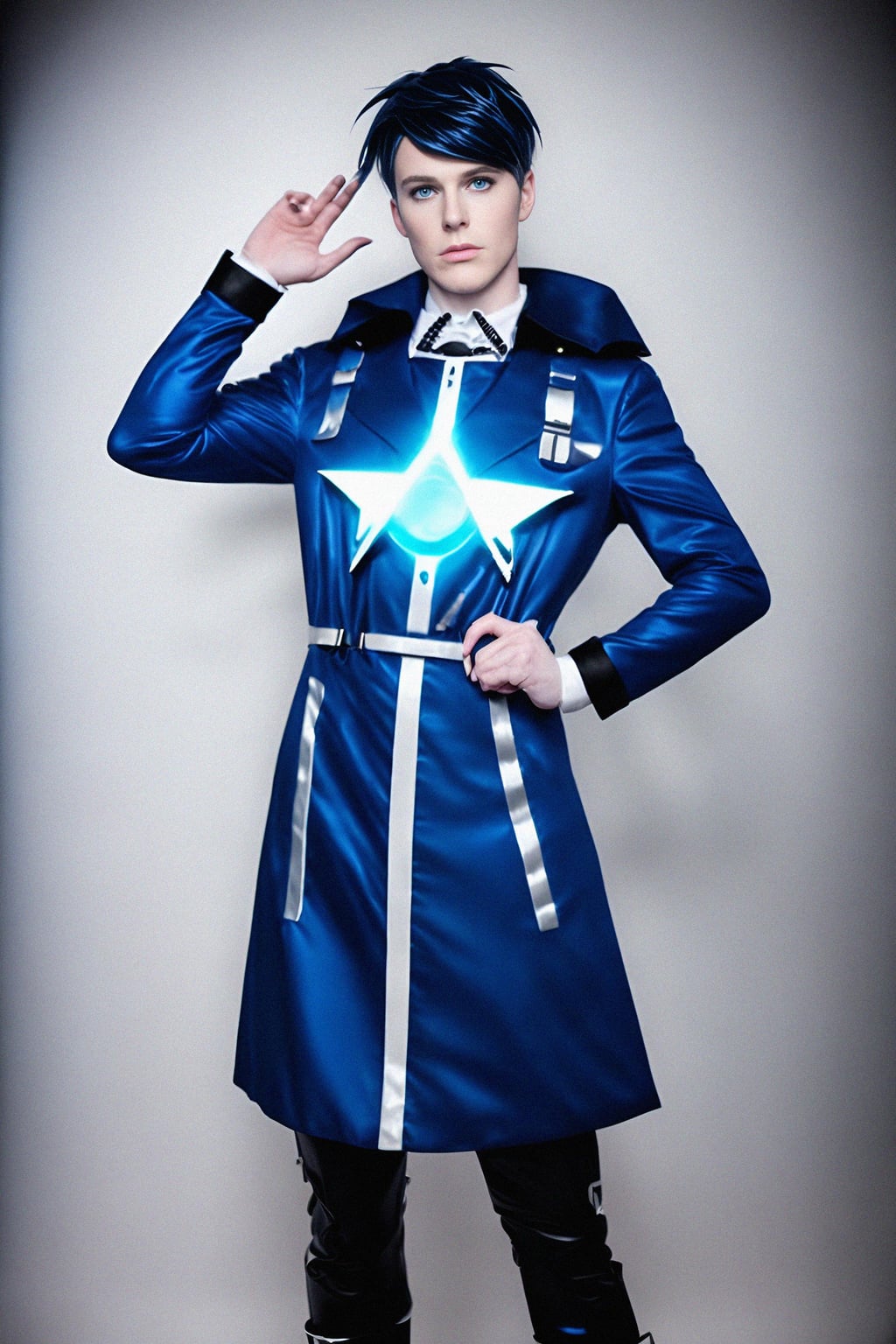 cosplayer man as cosplay convention, studio lights