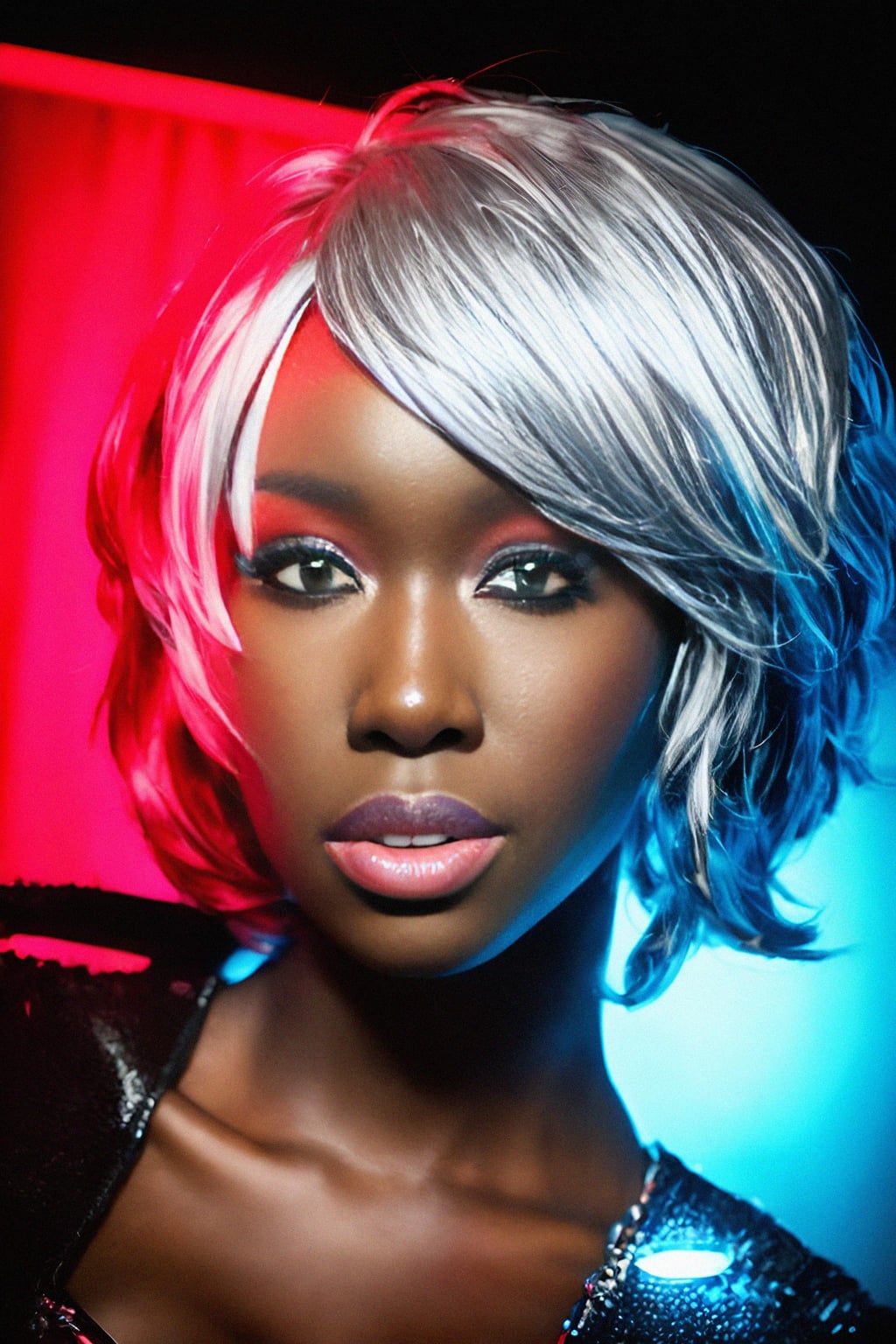 cosplayer woman as cosplay convention, studio lights