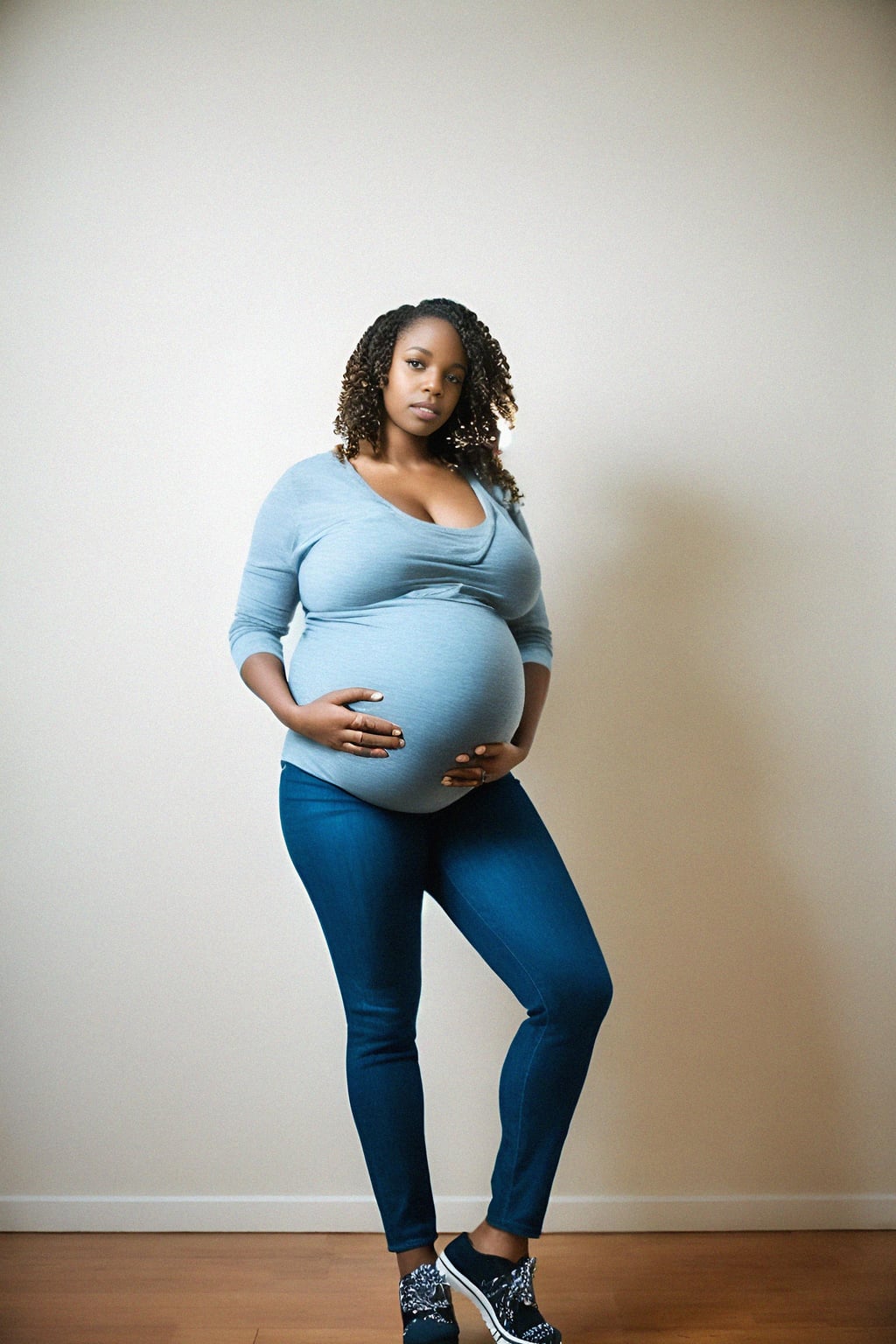 healthy pregnant woman in maternity photographs, beautiful pregnant woman, maternity photography in beautiful home. golden hour