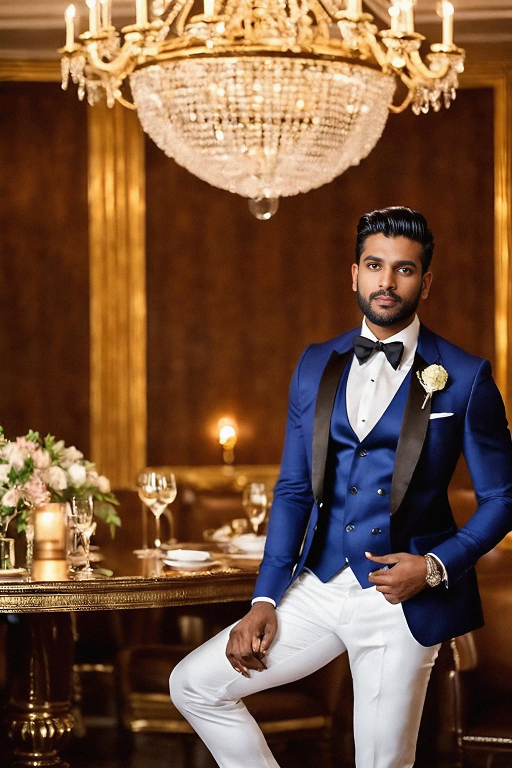 a man wearing  luxurious suit in luxury restaurant, instagram photo, instagram,  fit body