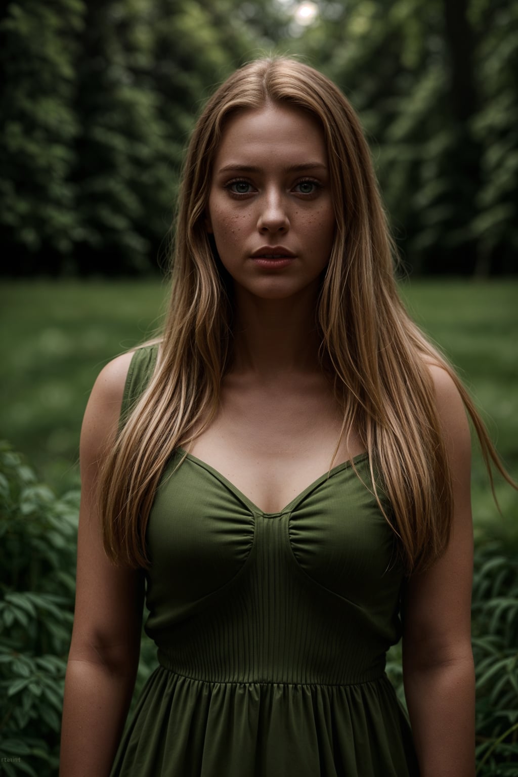 woman outside in nature in forest or jungle or a field of wheat enjoying the natural world