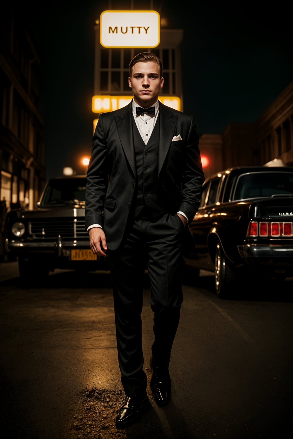 beautiful man as a mobster, mafia, mafia outfit, tailored suits, chunky gold jewelry, mafia aesthetic, flashy, glamorous, luxury, loud, Goodfellas, The Sopranos, Mob Wives, opulence, confidence