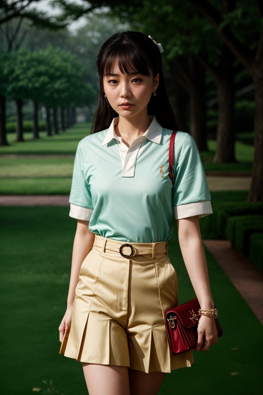 a woman in preppy style, old money aesthetic, posh style, elite school stlye, luxurious style, gossip girl neo-prep style, ralph lauren style, country club style, ivy league style