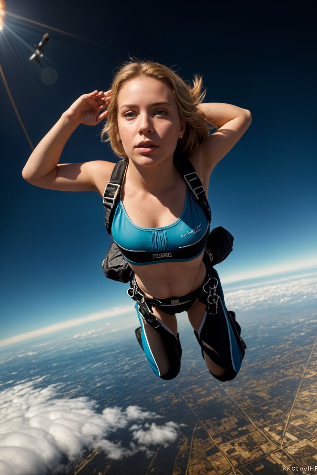 woman skydiving in the air