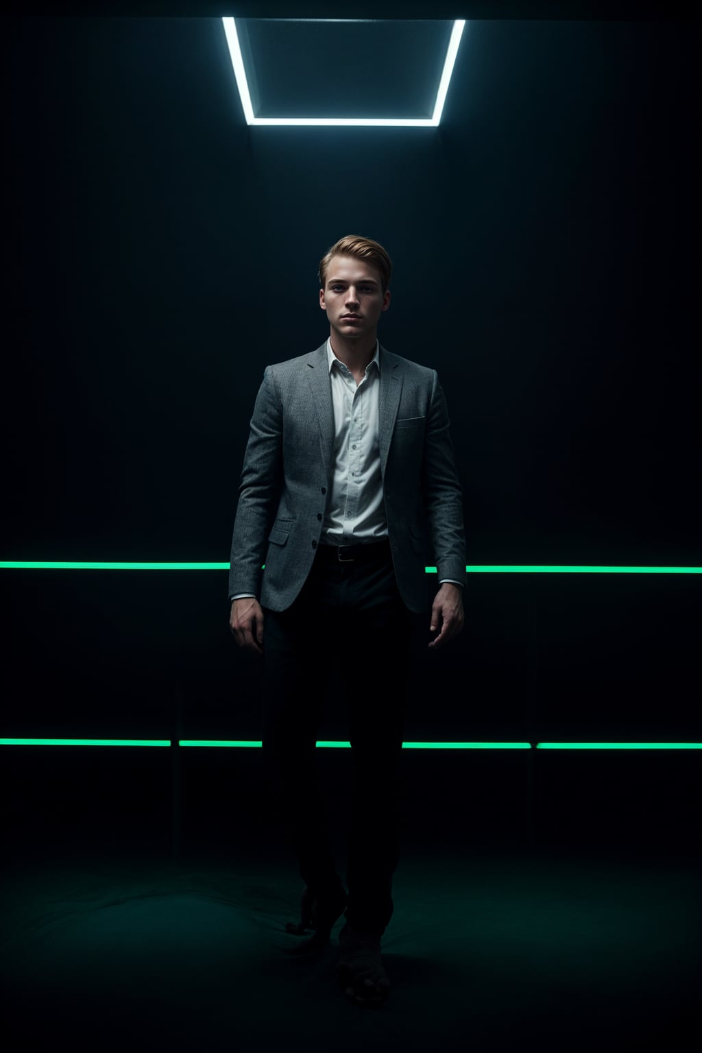 man wearing  smart casual in night club with neon lights
