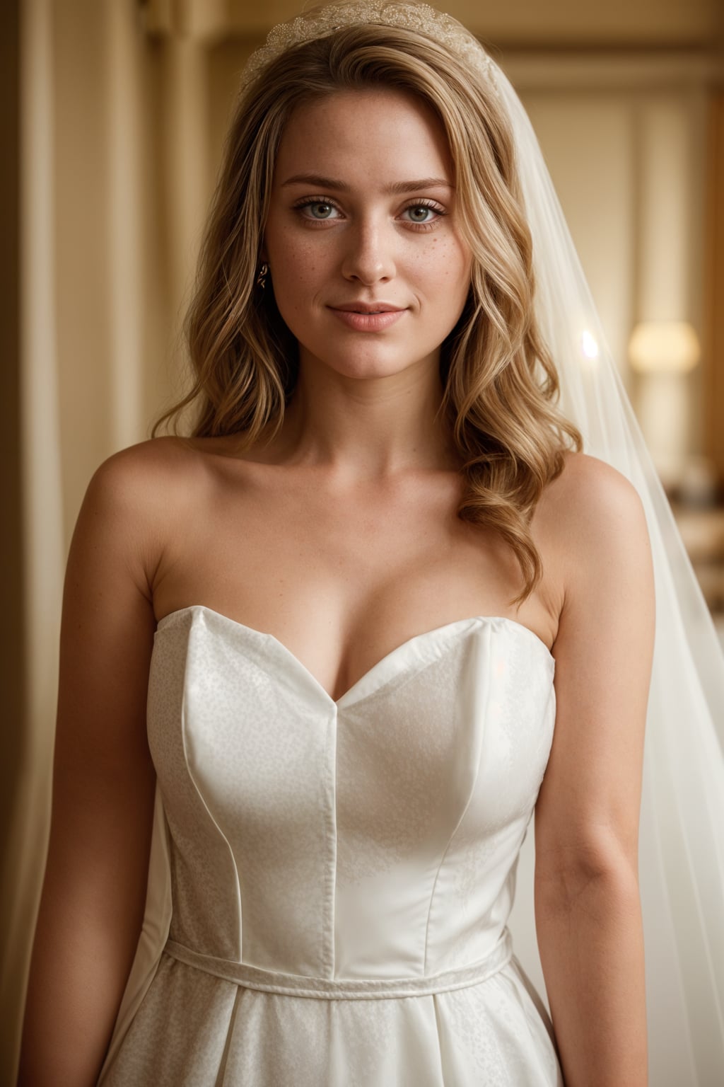 smiling woman in wedding photoshoot. bridal style. wedding style. marriage style. wedding dress .  golden hour
