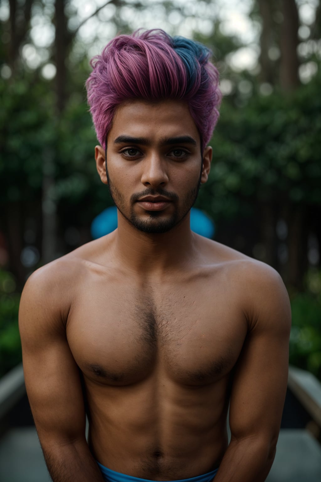 man as a progressive LGBTQ activist feminist with pink or blue hair