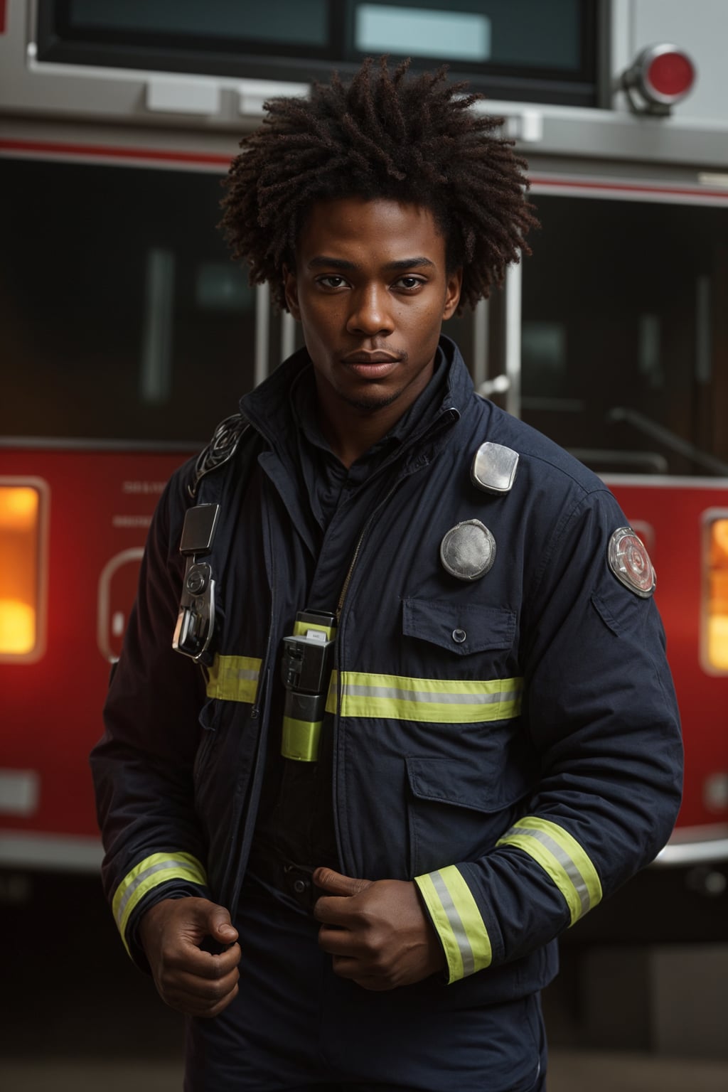 man as a Firefighter. highly detailed