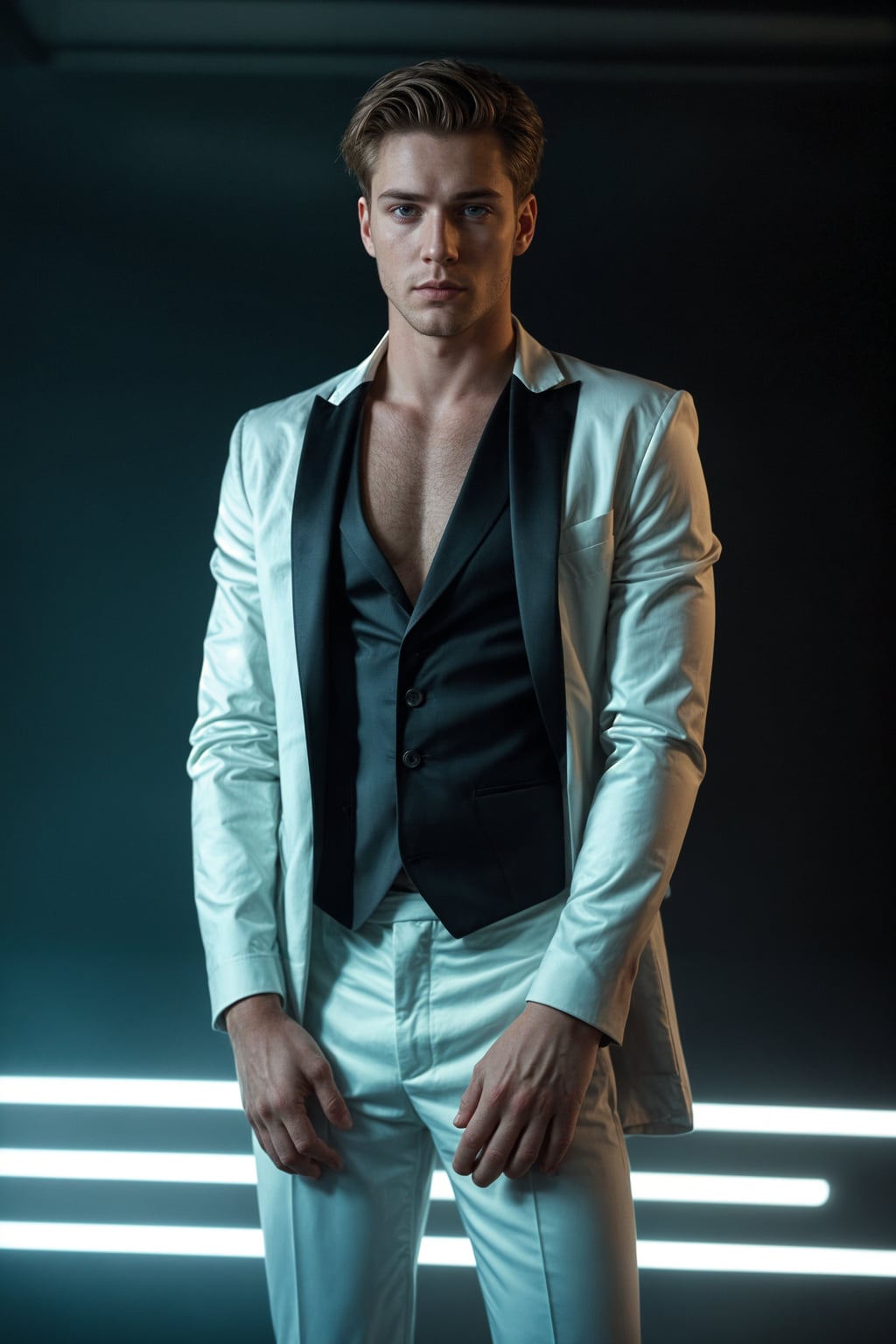 a man wearing  silk suit in night club, instagram photo, instagram,  fit body'