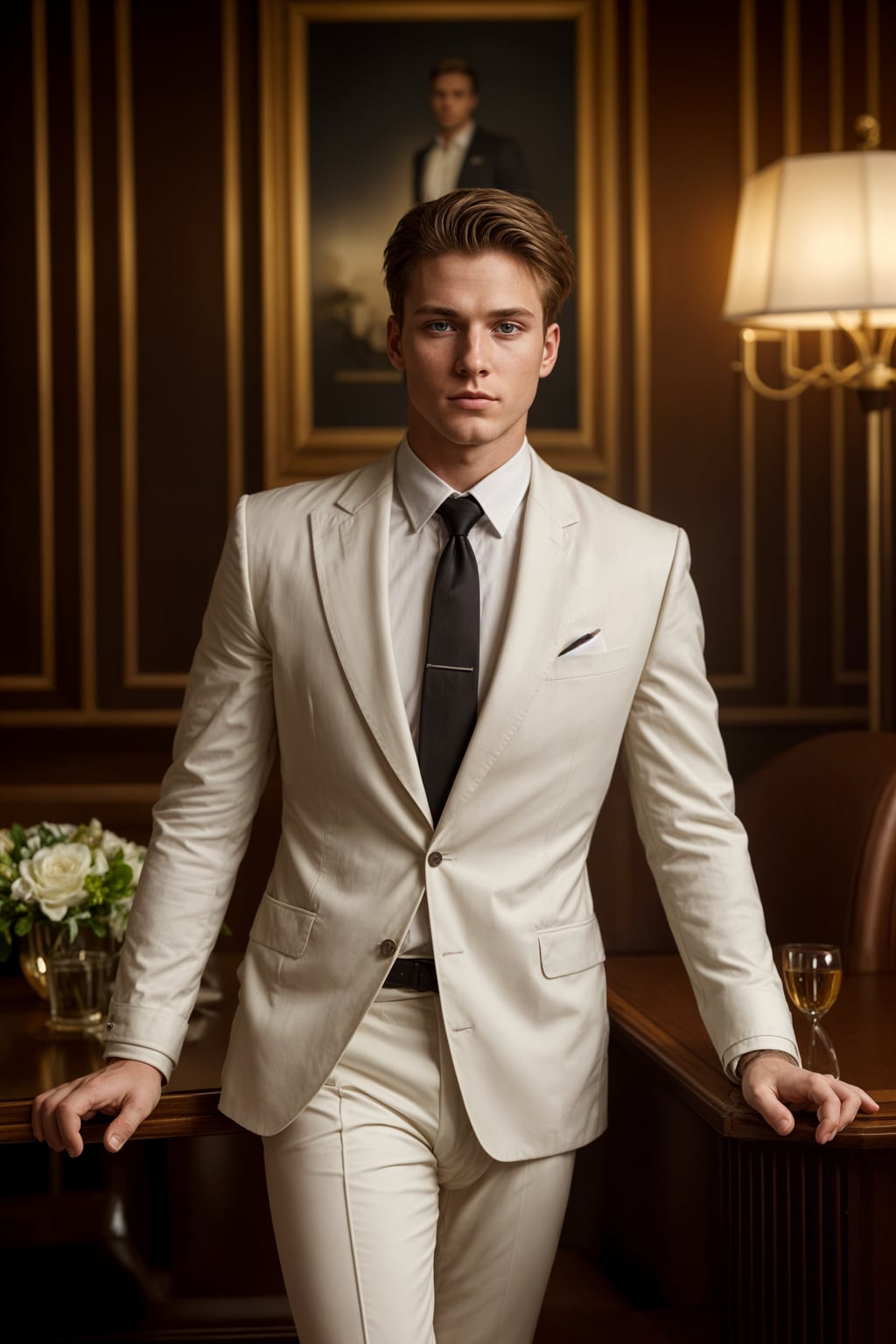 a man wearing  luxurious suit in luxury restaurant, instagram photo, instagram,  fit body