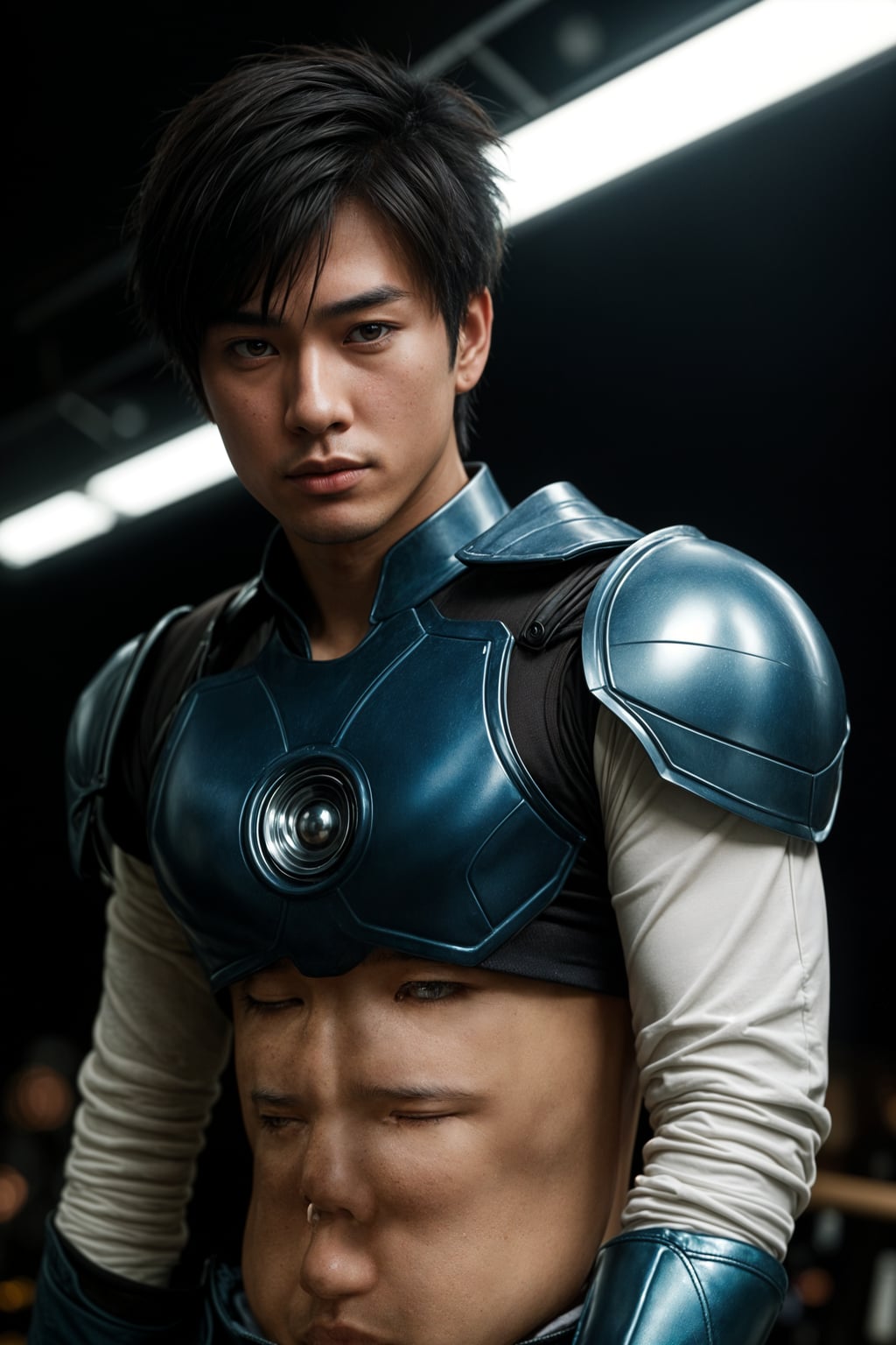 cosplayer man as cosplay convention, studio lights