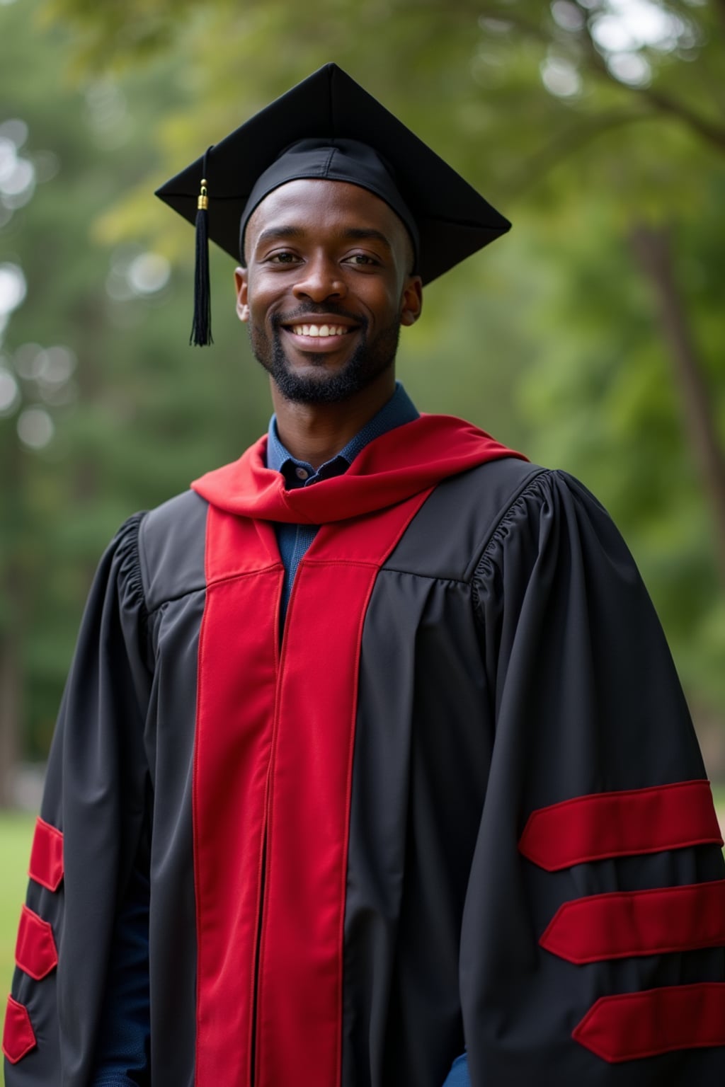 a graduate man in their academic gown