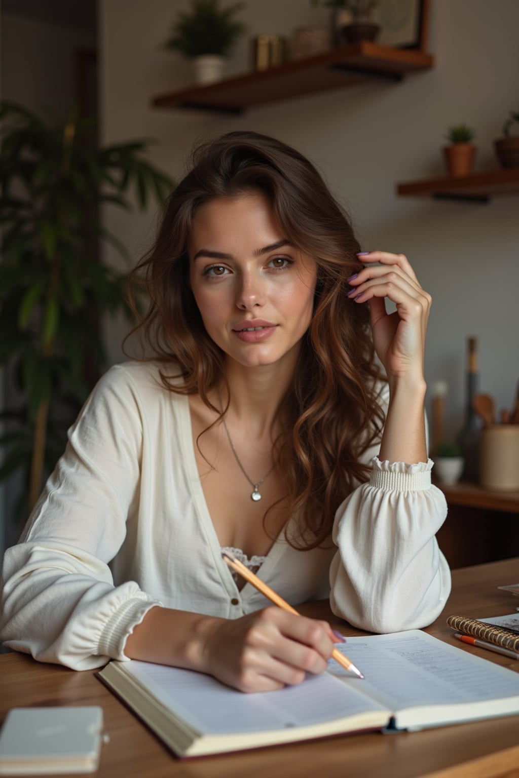 feminine woman engaging in a hobby or craft