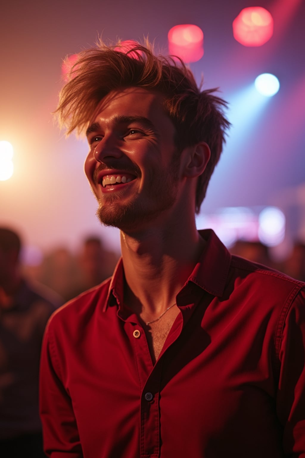 masculine  man enjoying a concert or music festival