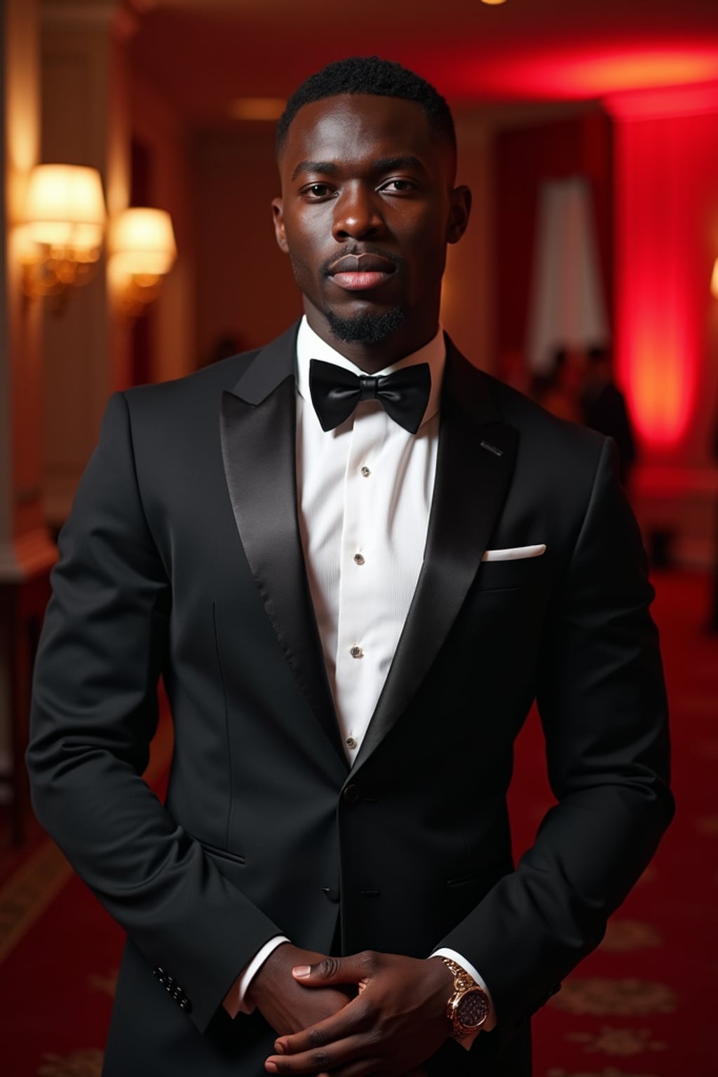 an elegant masculine  man attending a formal event
