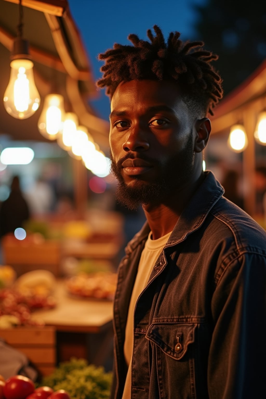 man at a pop-up food market at night, combining the love for street food with nightlife