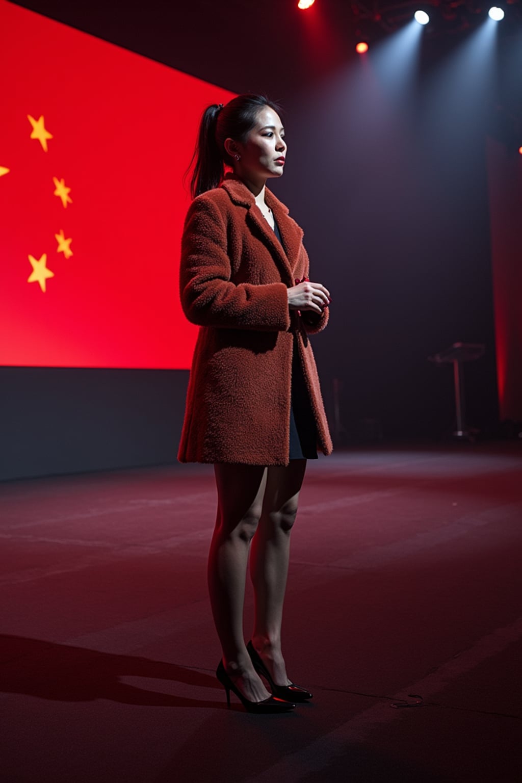 woman as a conference keynote speaker standing on stage at a conference
