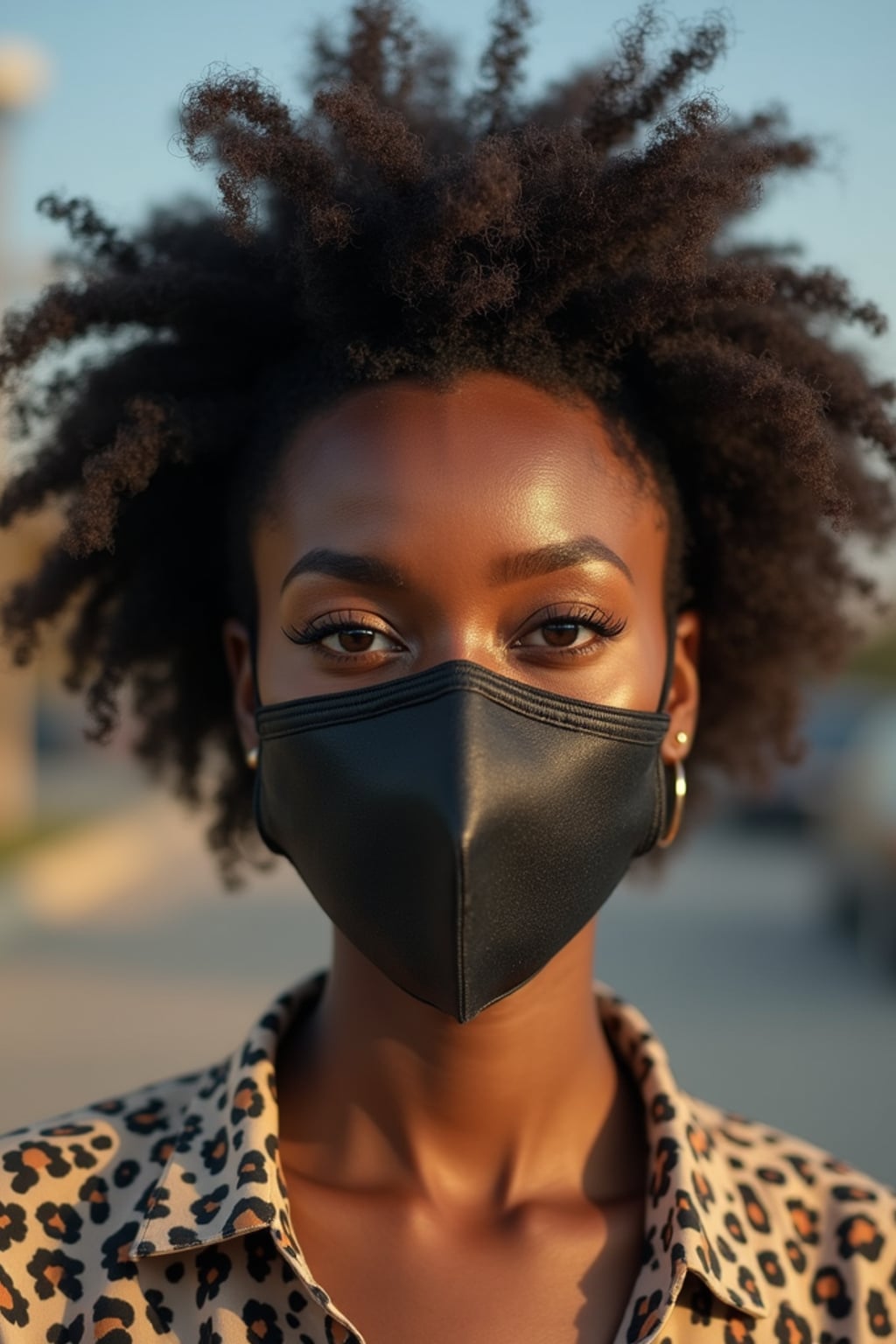 woman wearing a Covid n95 mask in 2020. outside
