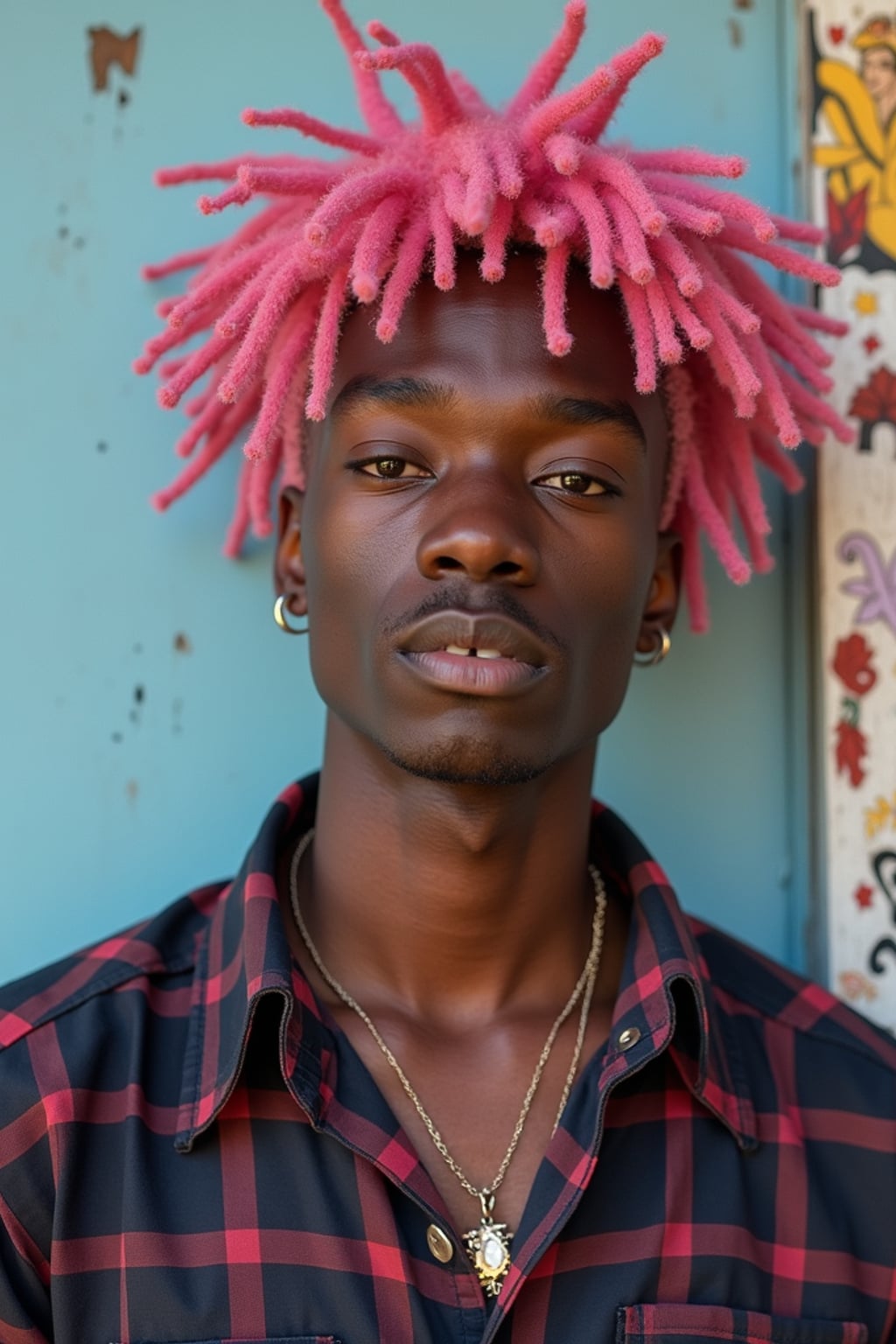 man as a progressive LGBTQ activist feminist with pink or blue hair