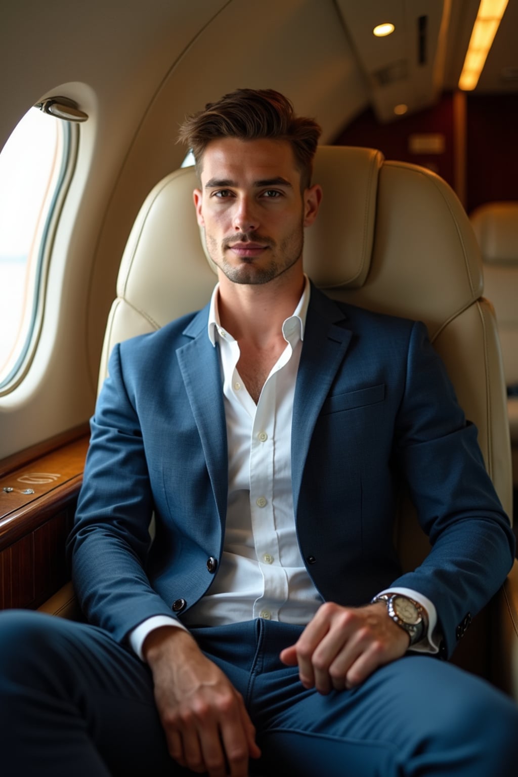man seated in a Private Jet