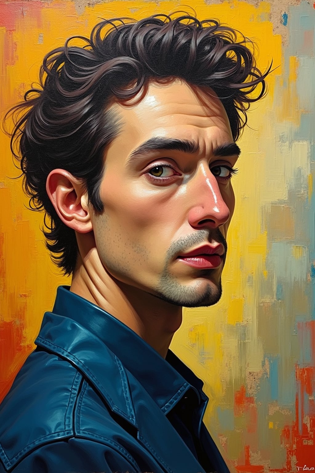 man in style of Picasso, oil on canvas. Cubism style painting. art by Pablo Picasso