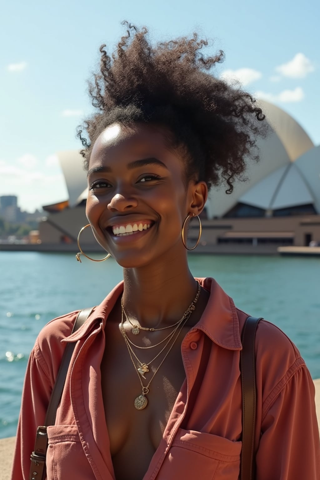 woman as digital nomad in Sydney with the Sydney Opera House in the background