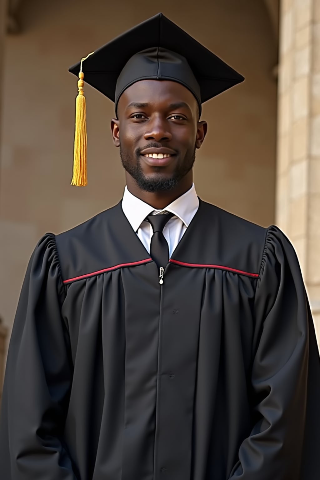 a graduate man in their academic regalia