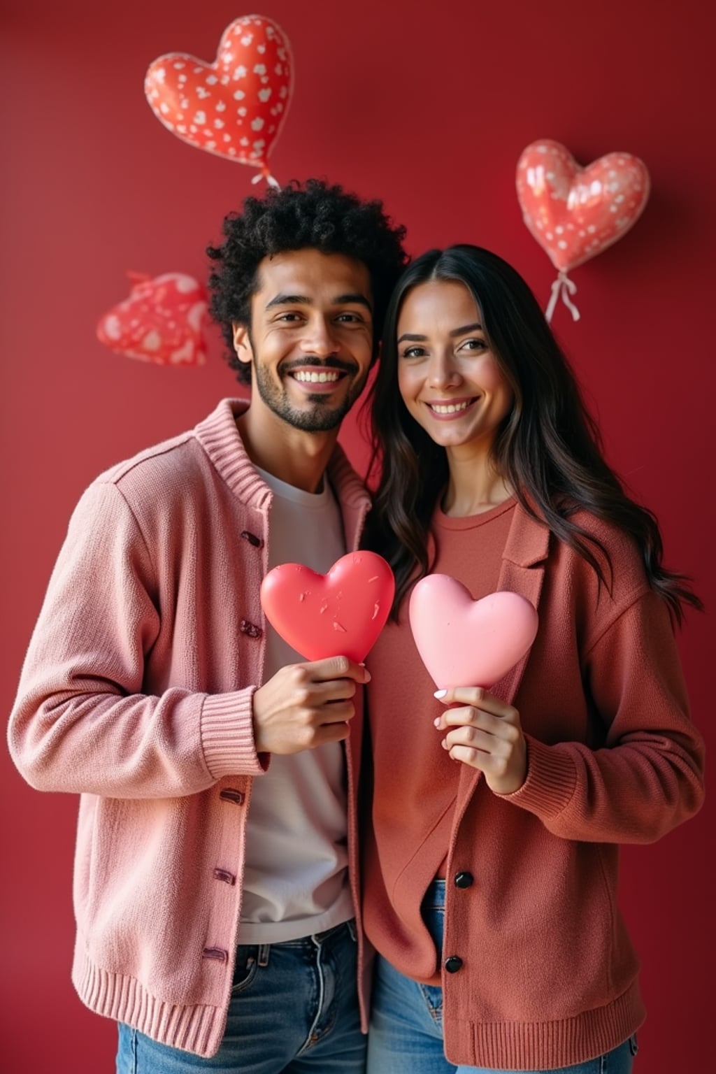 a man holding valentine's cards and heart-shaped treats in a fun, festive valentine's setting.