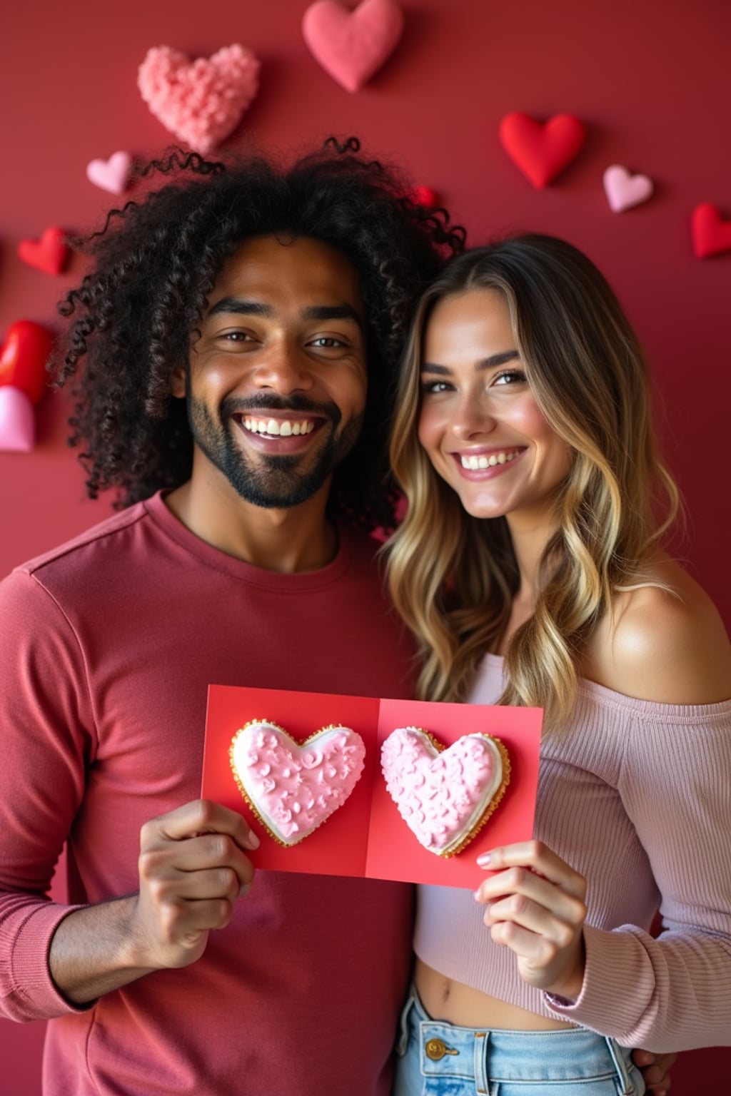 a man holding valentine's cards and heart-shaped treats in a fun, festive valentine's setting.