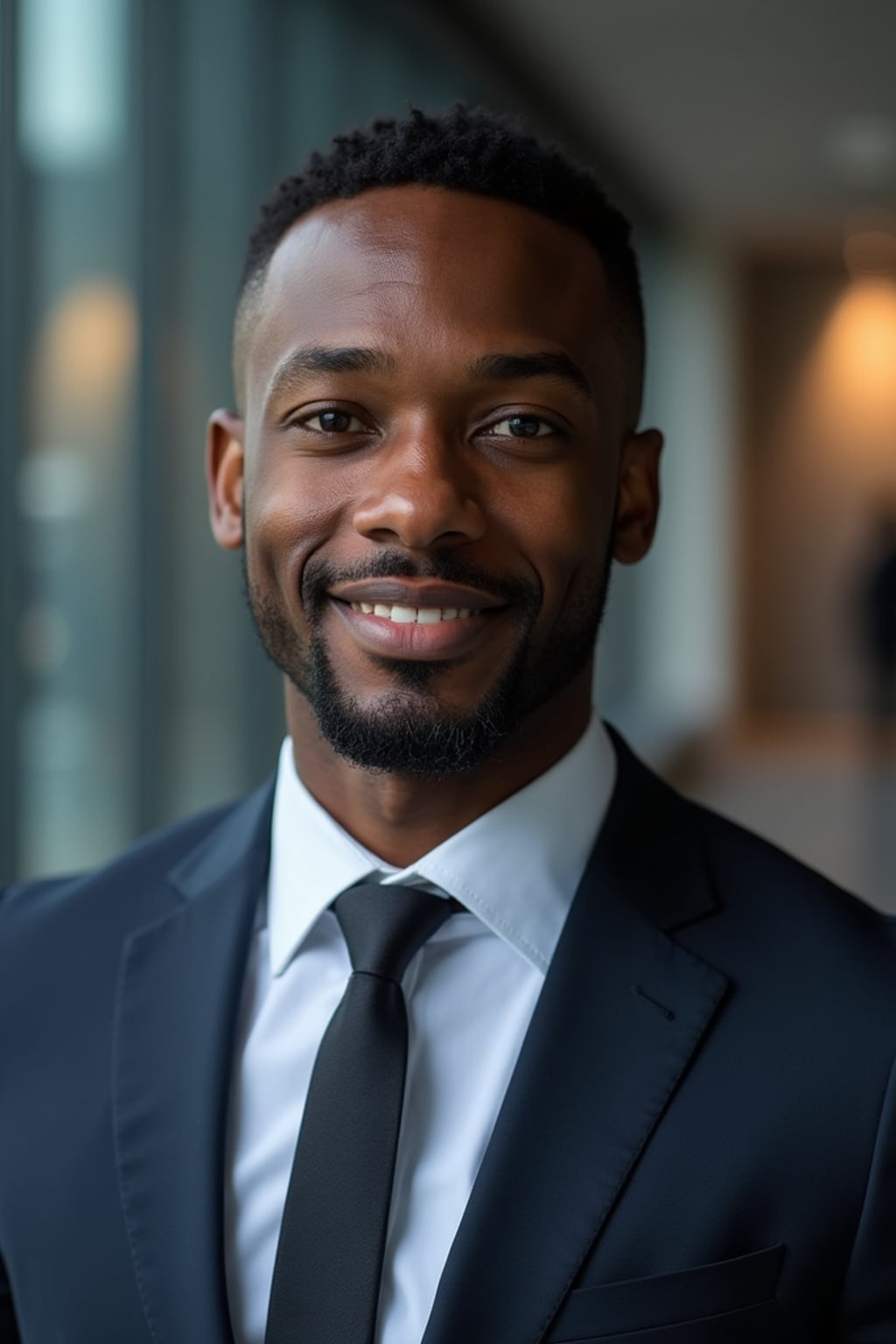 8k professional headshot of man, crisp details, studio backdrop, executive attire, confident posture, neutral expression, high-definition, corporate setting, sharp focus, ambient lighting, business professional, cityscape view