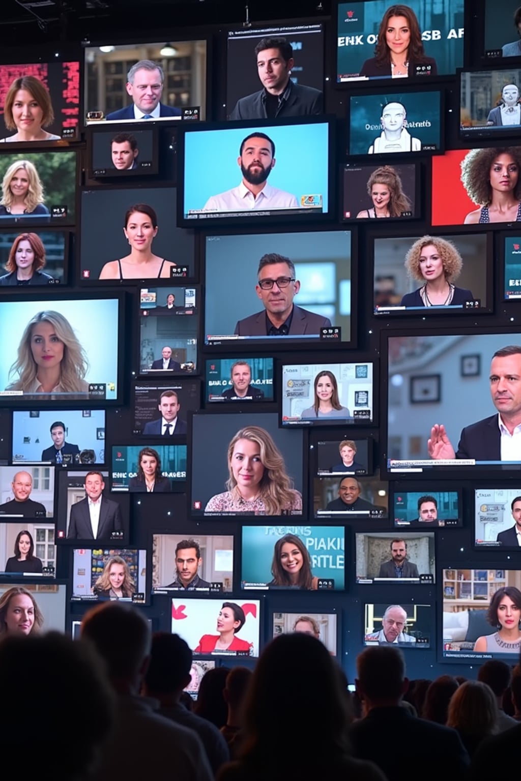 a fast-paced montage of tiktok, twitter, and youtube posts reacting to the anti-ai video protests. screens show influencers, journalists, and politicians debating ai-generated content. the chyron reads: 'social media explodes over ai video controversy.' viral hashtags appear on-screen: #stopaimanipulation, #humancreatorsmatter, #bandeepfakes