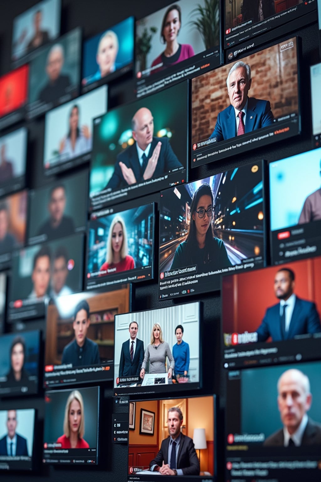 a fast-paced montage of tiktok, twitter, and youtube posts reacting to the anti-ai video protests. screens show influencers, journalists, and politicians debating ai-generated content. the chyron reads: 'social media explodes over ai video controversy.' viral hashtags appear on-screen: #stopaimanipulation, #humancreatorsmatter, #bandeepfakes