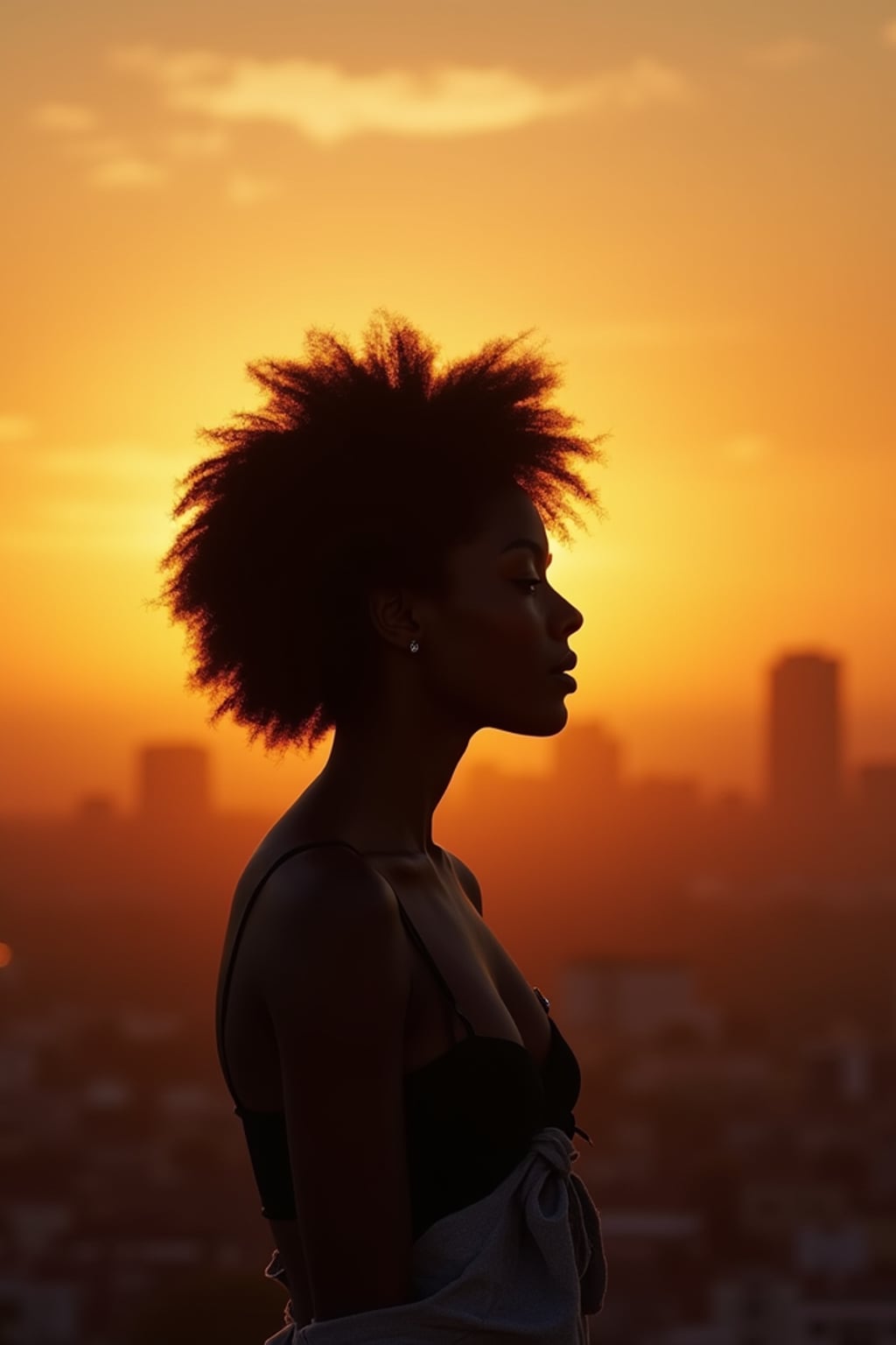 sunset-lover  feminine woman enjoying a golden-hour skyline