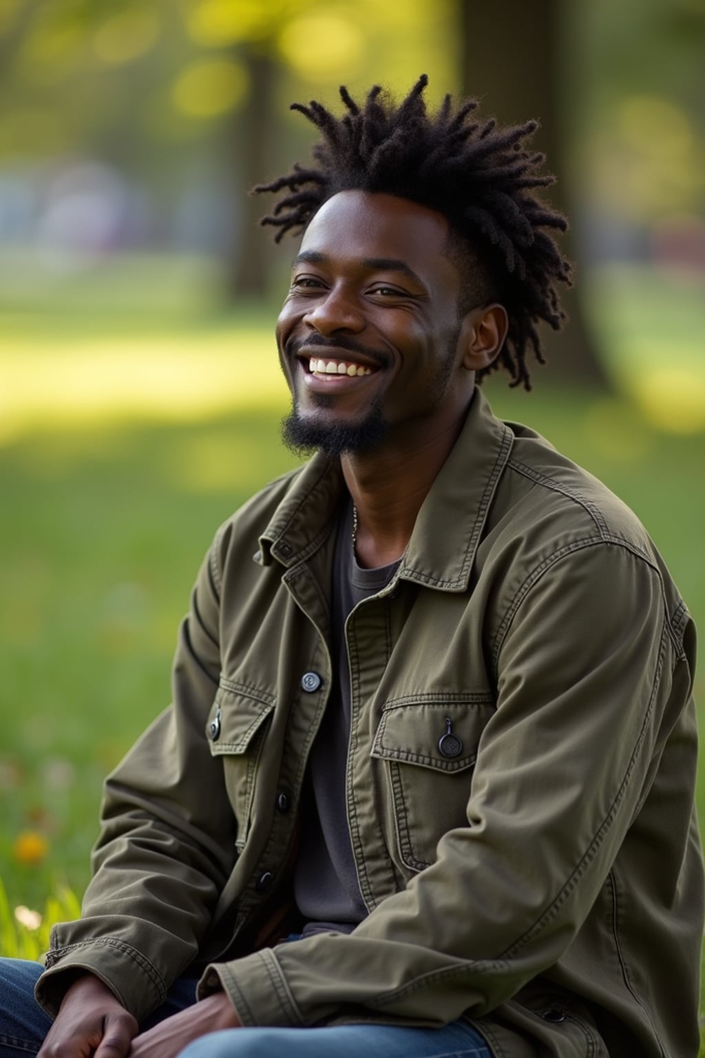 down-to-earth masculine  man hanging out in a quiet park, enjoying nature