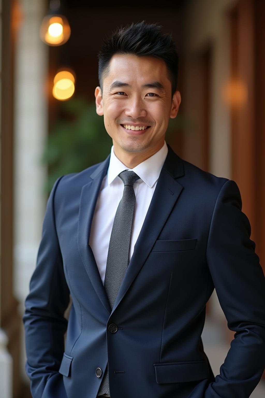 confident masculine  man dressed in smart-casual attire, ready for a dinner date