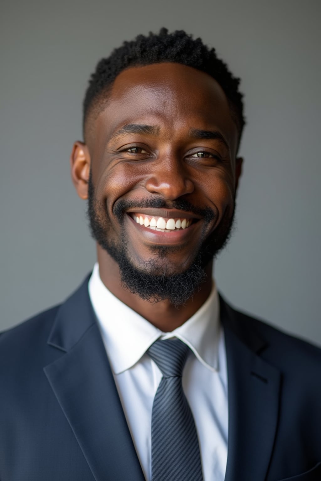 A professional lawyer headshot of a confident man, taken in a well-lit studio with a plain backdrop. The man is dressed in  a sharp suit with a neat tie and a confident expression. The lighting is soft and even, highlighting their facial features with a professional and authoritative expression. The focus is sharp, capturing the man's eyes and engaging smile, creating a perfect headshot for law firm profiles and professional branding.