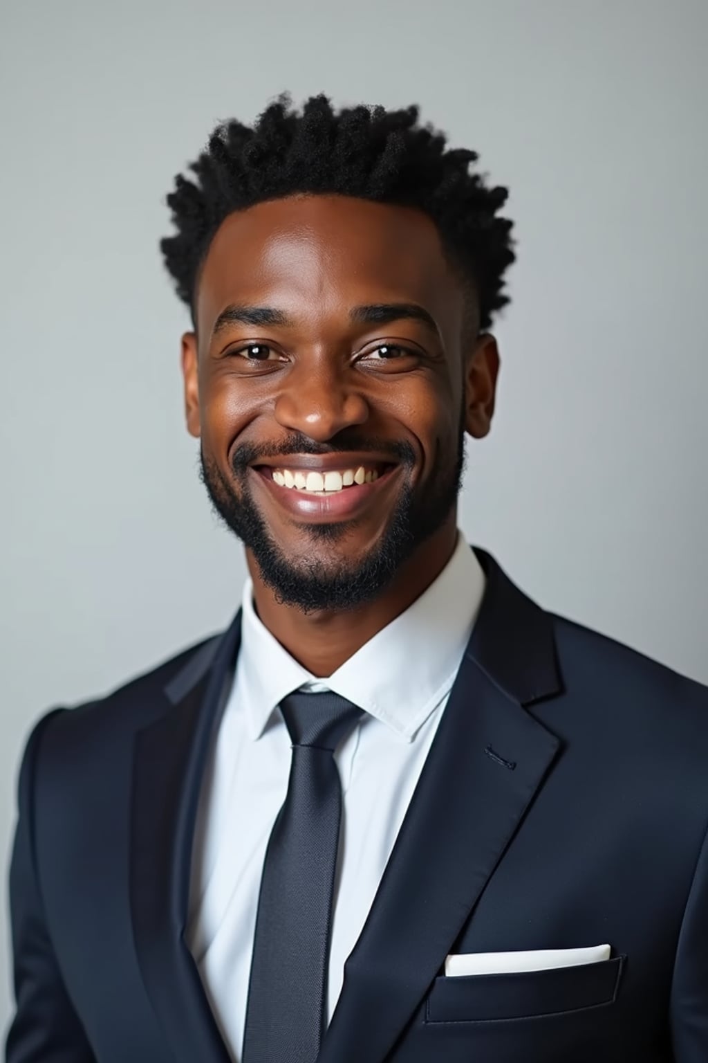 A professional real estate agent headshot of a confident man, taken in a well-lit studio with a plain backdrop. The man is dressed in  a sharp suit with a neat tie and a confident expression. The lighting is soft and even, highlighting their facial features with a professional and approachable expression. The focus is sharp, capturing the man's eyes and engaging smile, creating a perfect headshot for real estate listings and professional profiles.