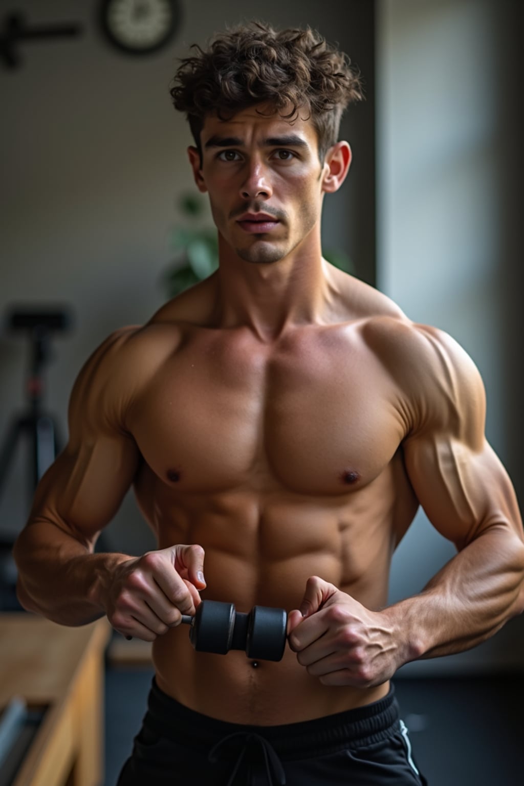 a confident masculine  man engaging in a fitness routine